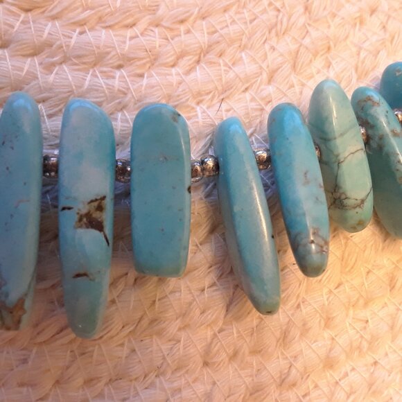 Vintage 1970's Turquenite & Sterling Silver Necklace - Picture 6 of 7